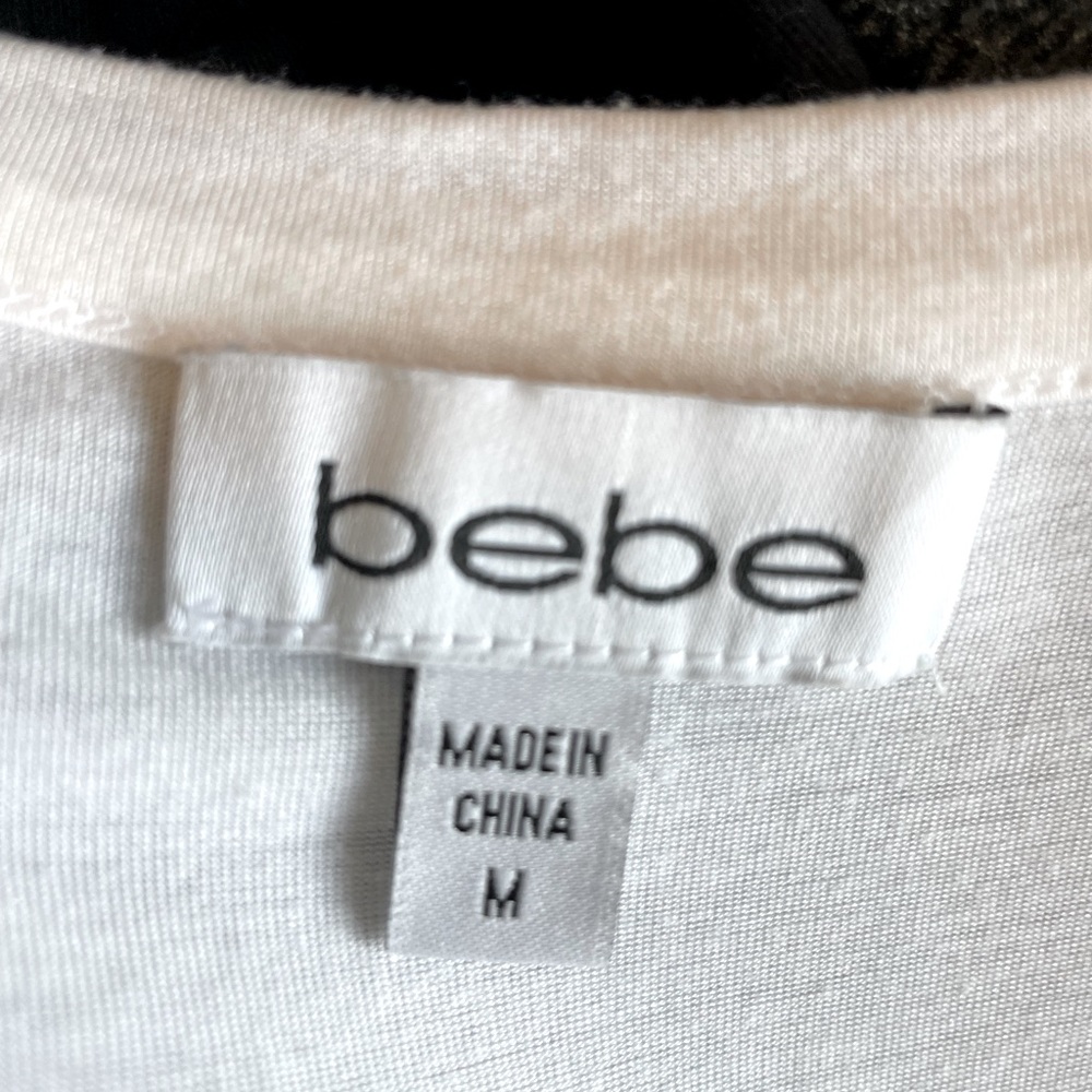 Bebe Solid White Medium Button Down Blouse - image 7
